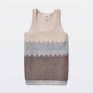 Aritzia Wilfred Free Knit Colorblock Sleeveless Sweater Top Size XS earthy chic